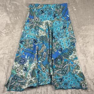 Jules & Leopold Blue Paisley Asymmetrical Handkerchief Hem Skirt Womens S